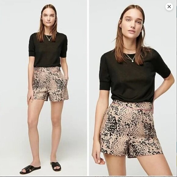 J. Crew Trouser Short Leopard Print - Size 12 - NWT - High Waist - Picture 1 of 9